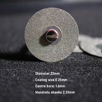 5 sztuk laboratorium dentystyczne tarcze diamentowe dwustronne grit tarcza tnąca narzędzie średnica 22mm grubość 0.25mm z 1 trzpieniami 2